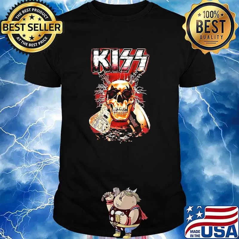 Kiss skull guitar band rock music shirt