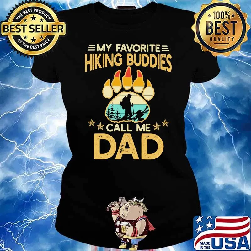My Favorite Hiking Buddies Call Me Dad Bear Foot Vintage Ladies tee