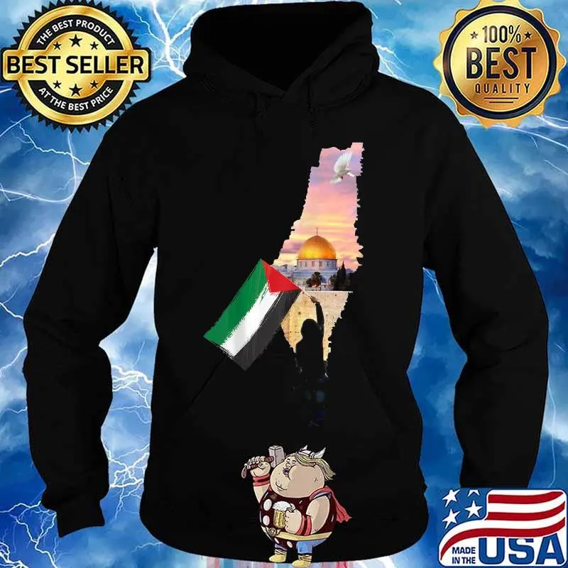 Palestine Map Palestinians Flag Jerusalem's City Sunset Shirt Hoodie