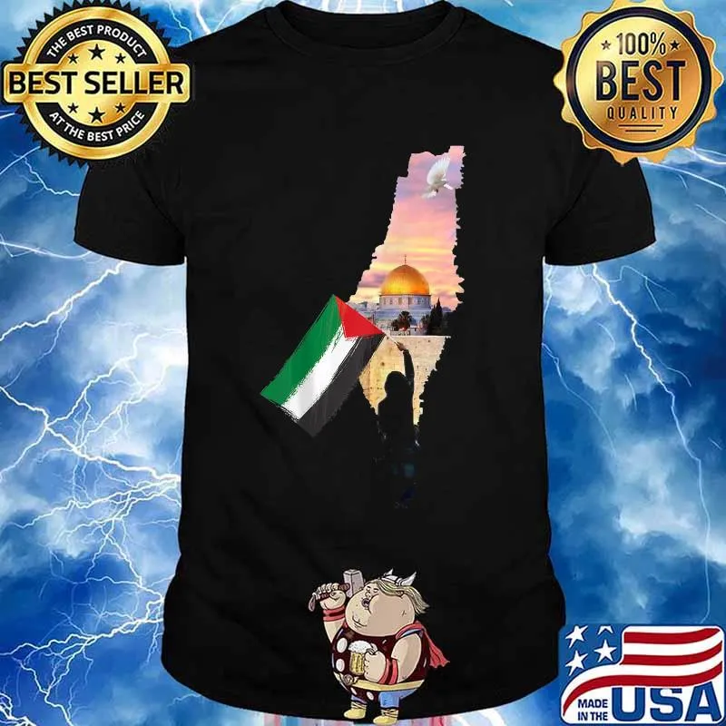 Palestine Map Palestinians Flag Jerusalem's City Sunset Shirt
