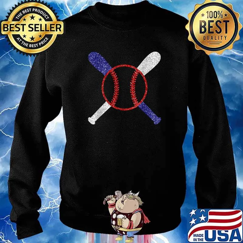 Patriotic Baseball Bling Stuff Memorial Day & 4th Of July Shirt Sweater