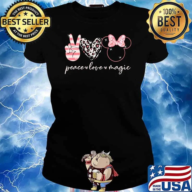 Peace love magic mouse disney leopard Ladies tee