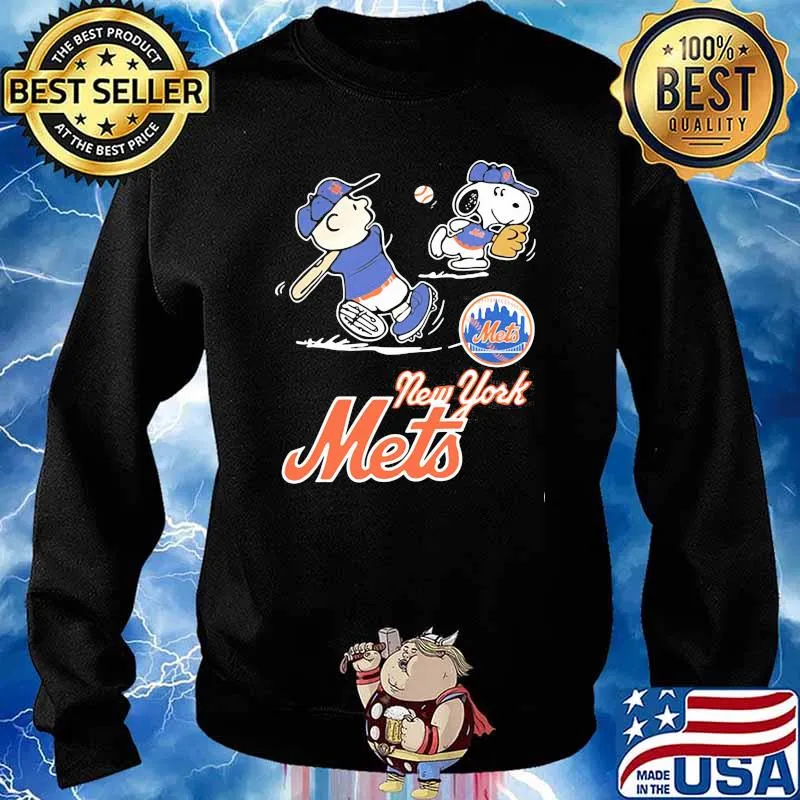 Peanuts playing football New York Mets Sweater