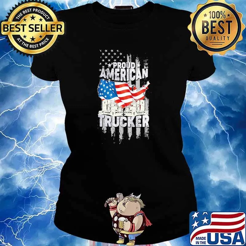 Proud American Trucker American Flag Shirt Ladies tee