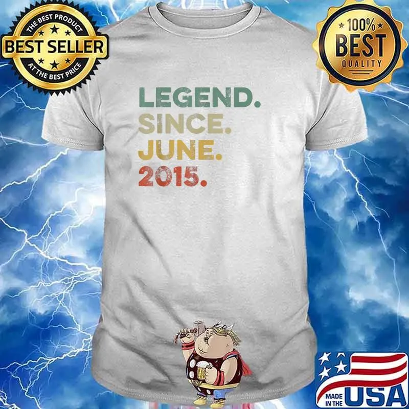 Retro 6 Years Old Legend Since June 2015 6th Birthday Shirt