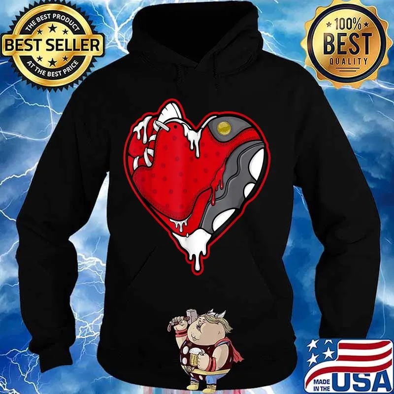 S.N.K Heart Graphic Tee to Match Jordan 13 Red Flint Shirt Hoodie
