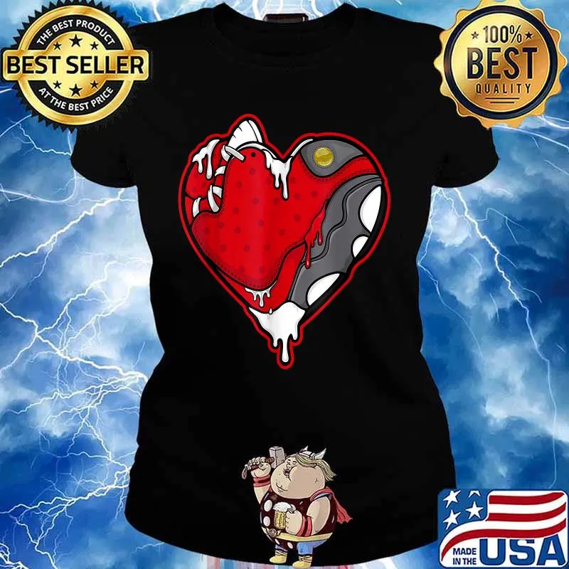 S.N.K Heart Graphic Tee to Match Jordan 13 Red Flint Shirt Ladies tee