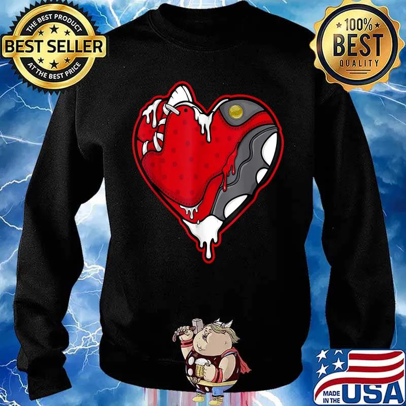S.N.K Heart Graphic Tee to Match Jordan 13 Red Flint Shirt Sweater
