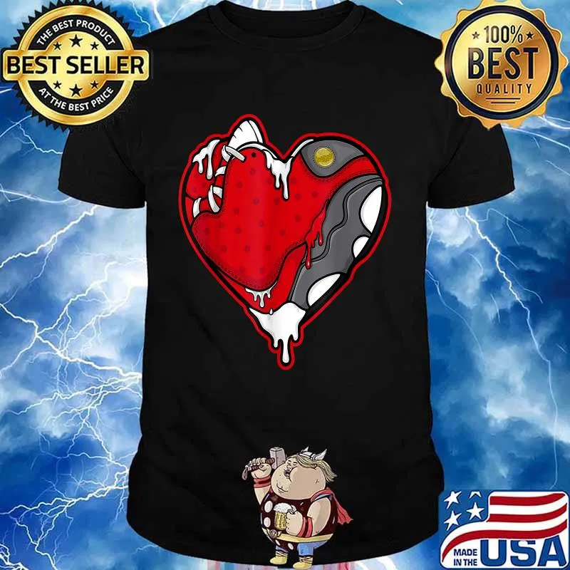 S.N.K Heart Graphic Tee to Match Jordan 13 Red Flint Shirt