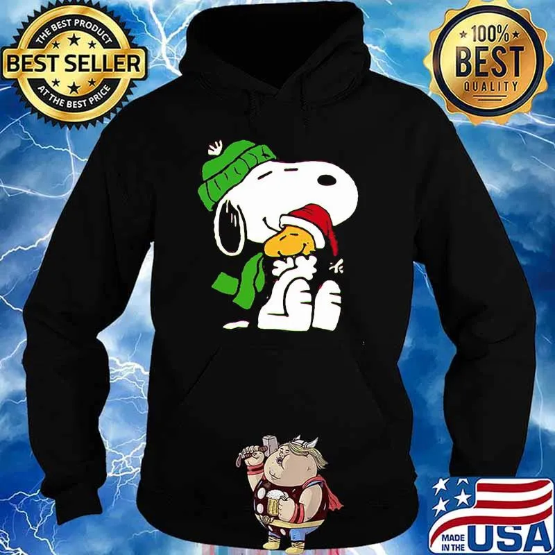 Snoopy hug woodstock merry xmas Hoodie