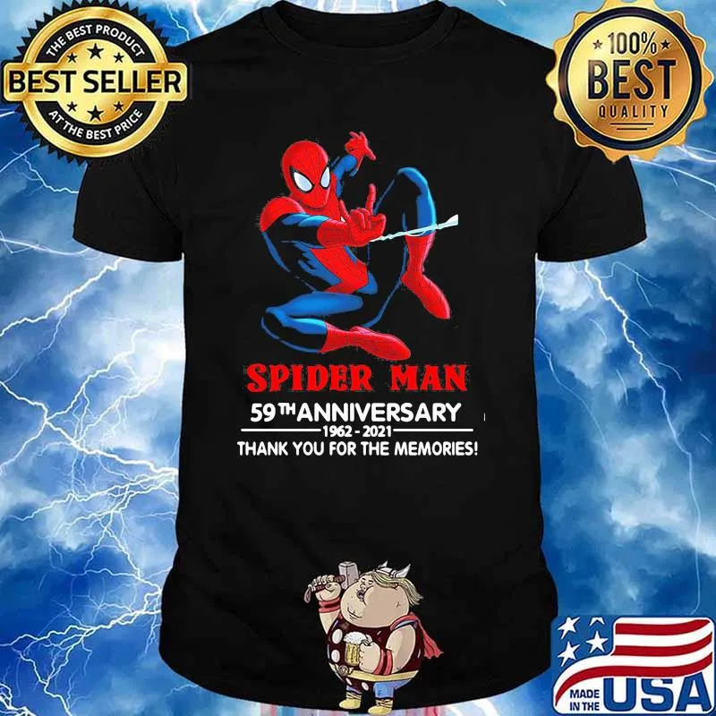 Spider man 59th anniversary 1962 2021 thank you for the memories shirt