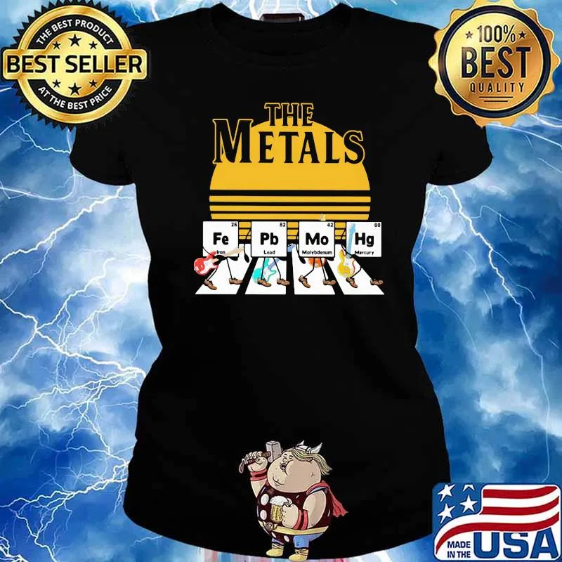 The metals fe Pb Mo Hg Abbey road sunset chemistry Ladies tee