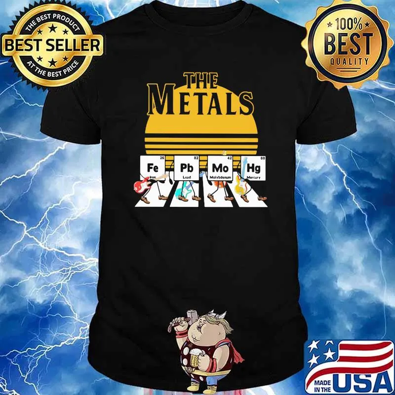 The metals fe Pb Mo Hg Abbey road sunset chemistry shirt