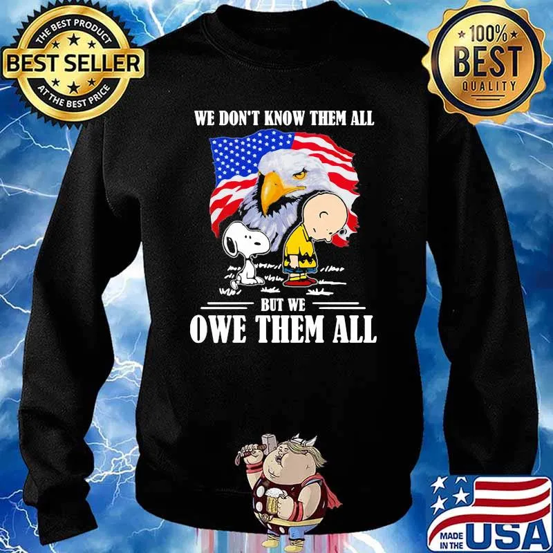 We dont know them all but we owe them all snoopy charlie eagle american flag Sweater