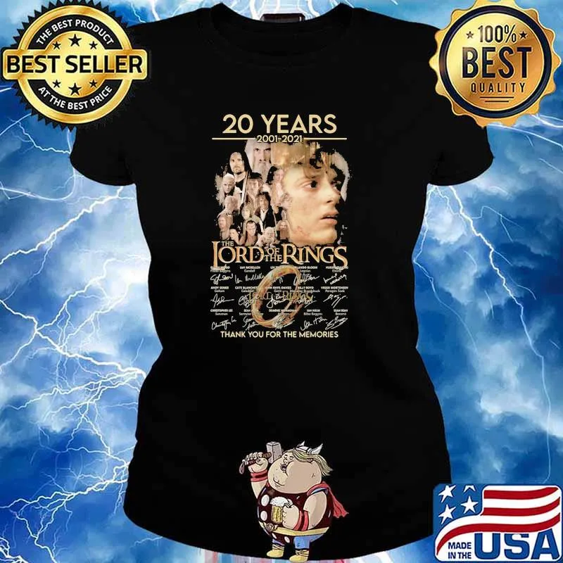 20 years 2001 2021 the lord of the rings thank you for the memories signature s Ladies tee