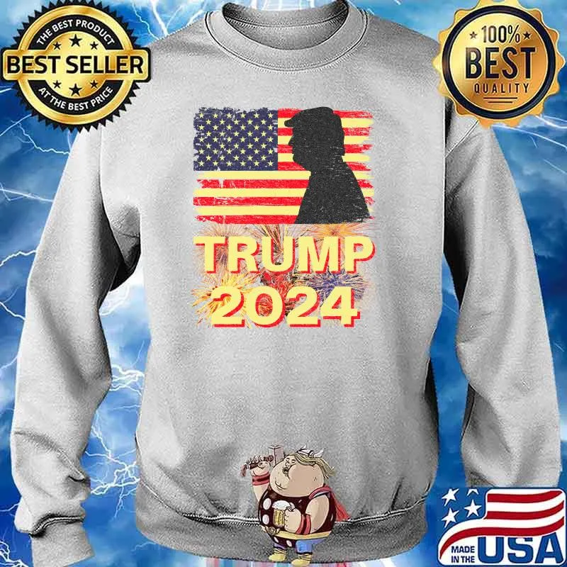 2024 Trump For President 4th of July Fireworks USA Flag Shirt Sweater