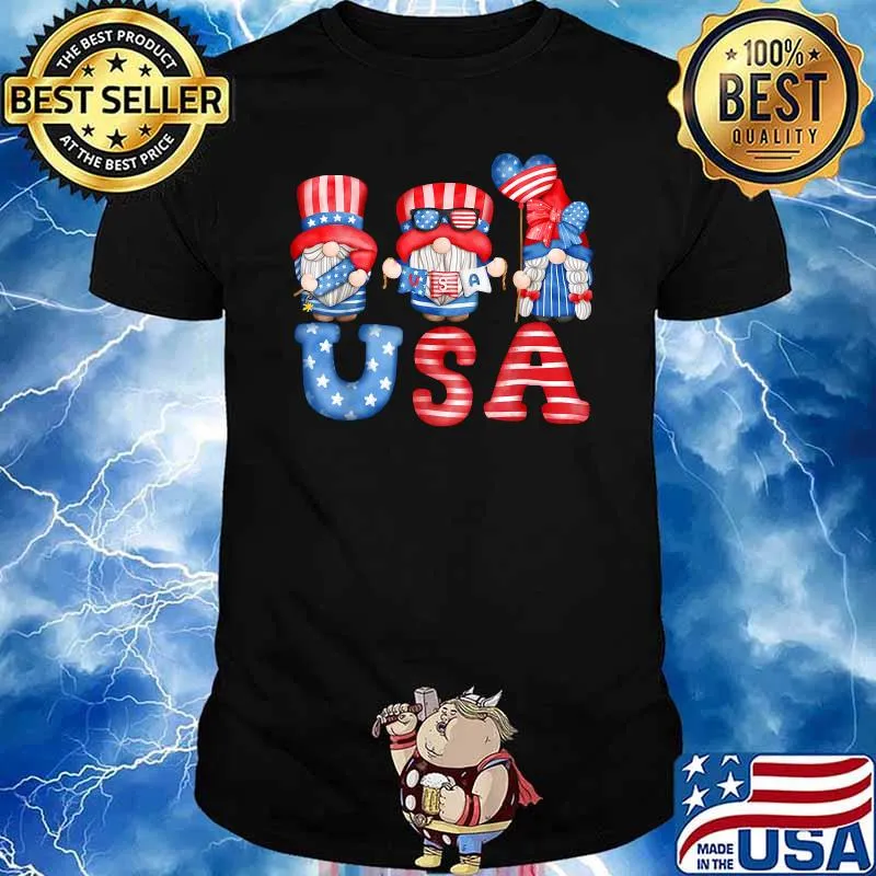 4th of July USA American Flag Gnomes Patriotic Cute T-Shirt