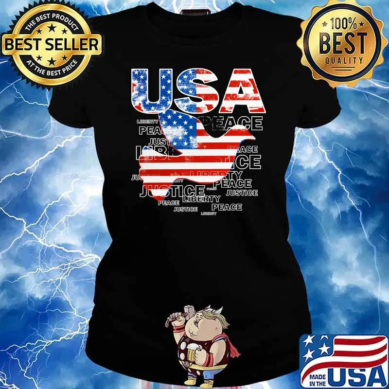 4th of July USA Dove American Flag Patriotic Shirt Ladies tee
