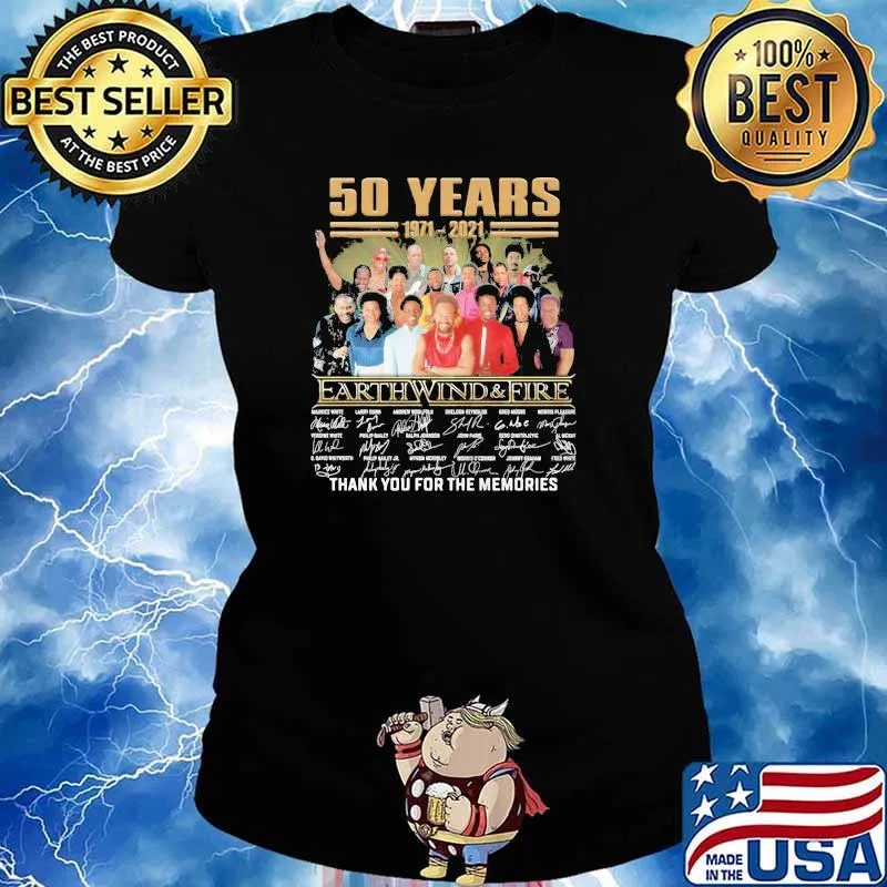 50 years 1971 2021 earth wind and fire thank you for the memories signature s Ladies tee
