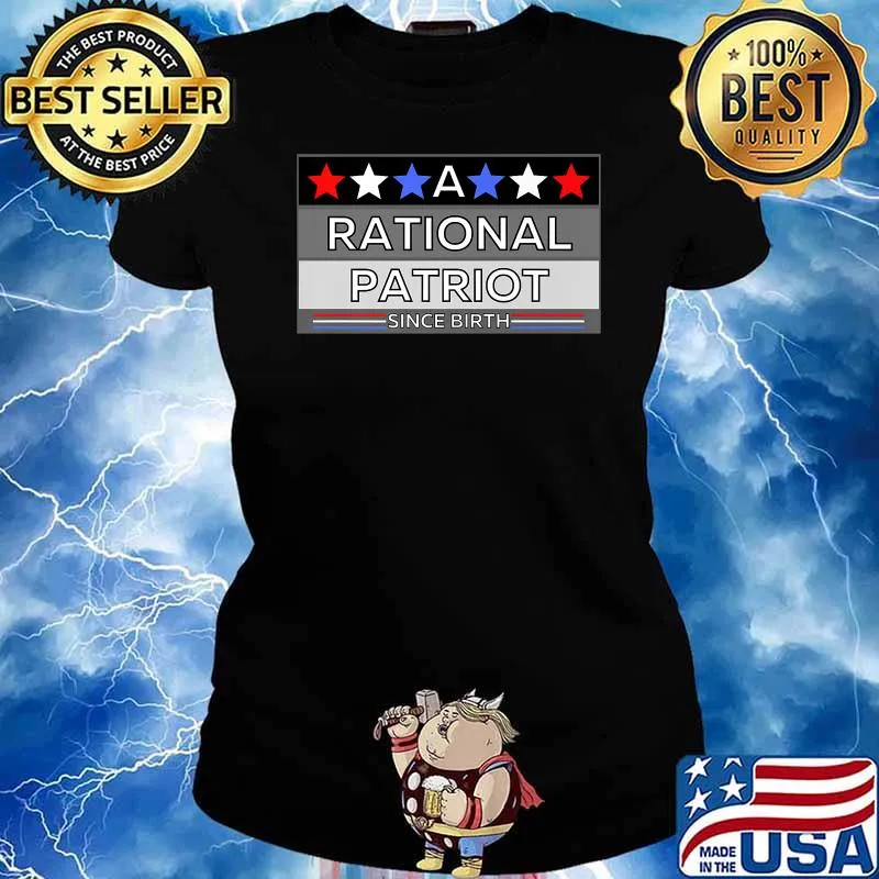A Rational Patriot Since Birth USA Patriotic Stars T-Shirt Ladies tee