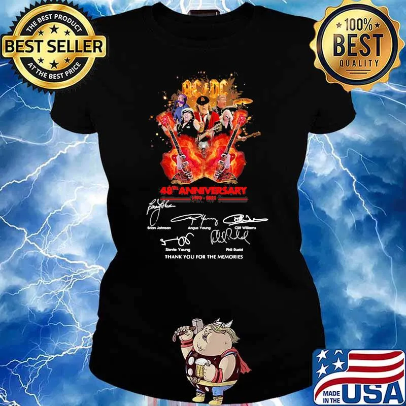 AC DC 48th anniversary 1973 2021 thank you for the memories signature Ladies tee