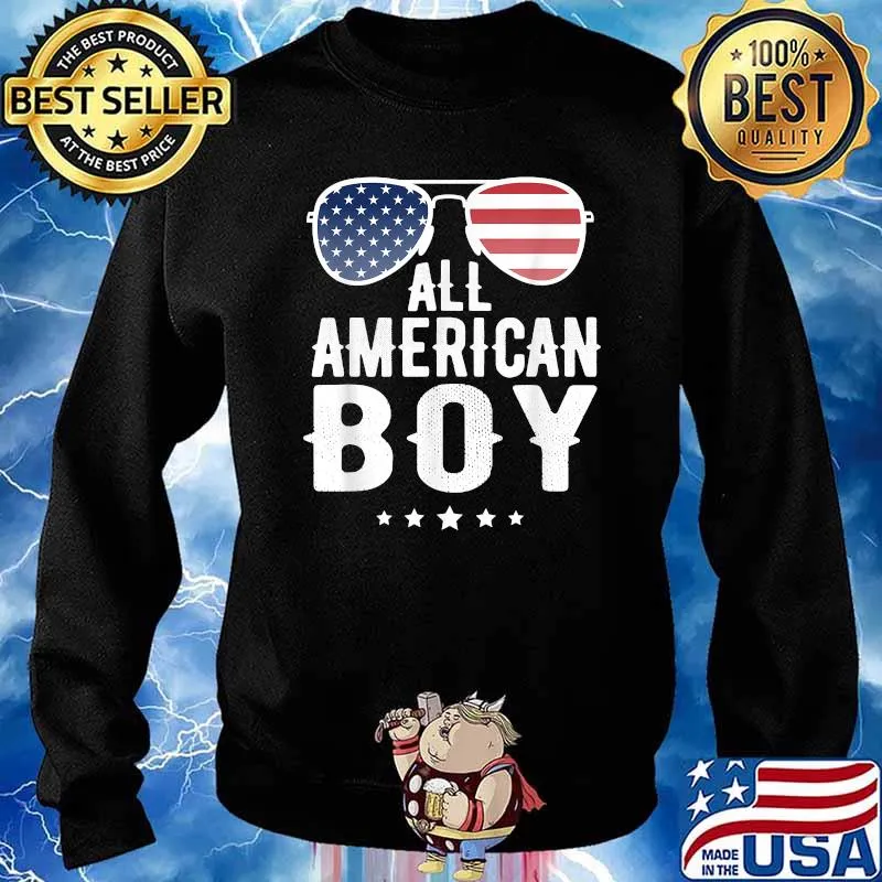 All American Boy 4th of July US Patriotic Sunglasses T-Shirt Sweater