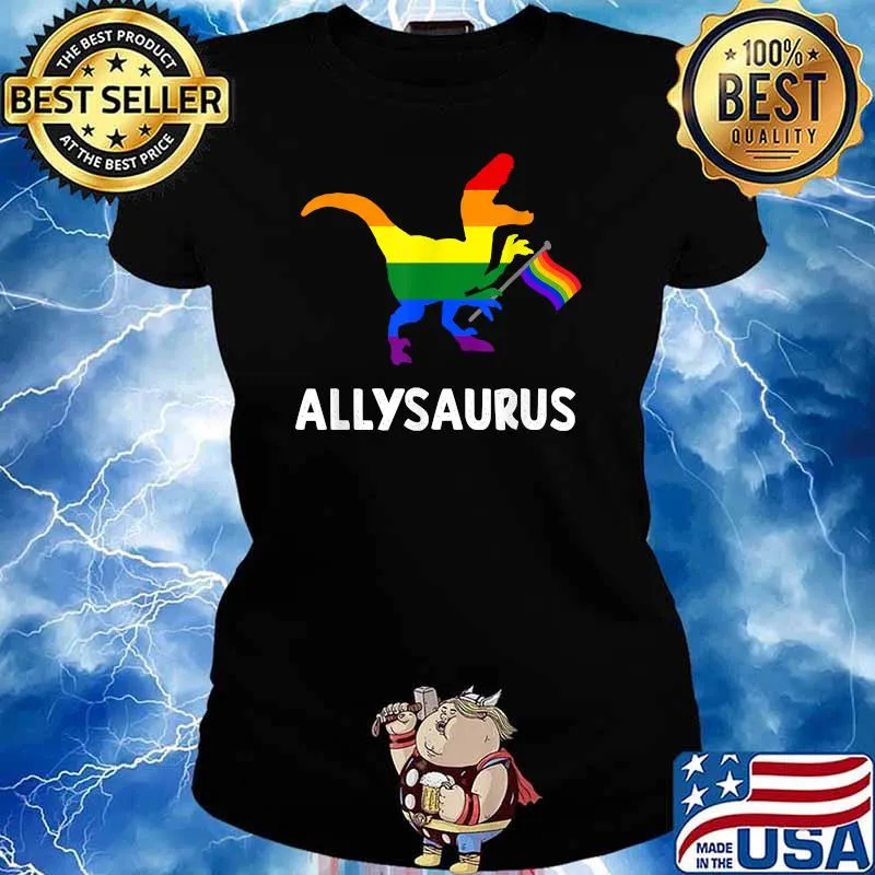 Allysaurus T Rex Dinosaur Gay Pride Parade LGBT T-Shirt Ladies tee