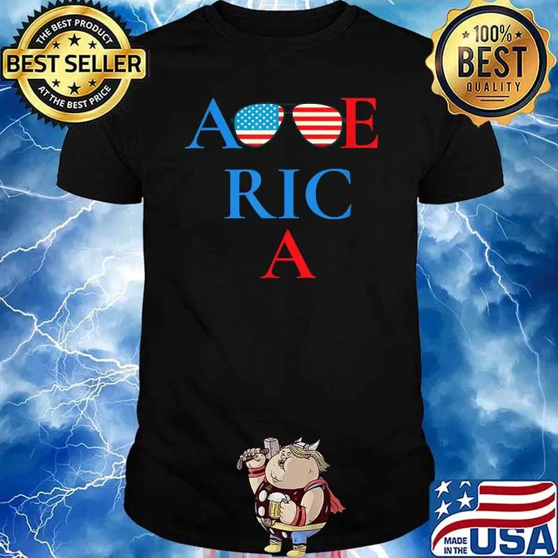 America 4th of July American Flag Sunglasses T-Shirt