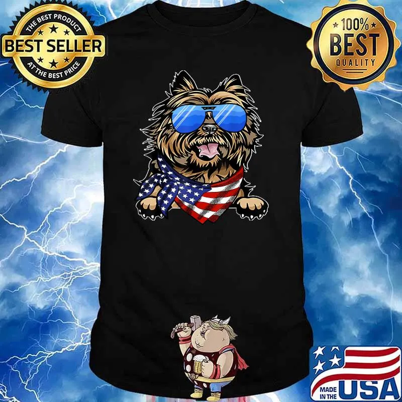 American Cairn Terrier Usa Flag 4th of July Independence T-Shirt