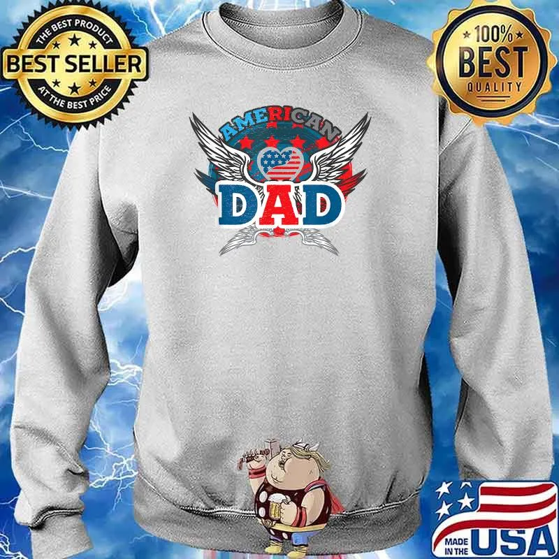American Dad Patriotic Eagle Wings US Flag Heart T-Shirt Sweater
