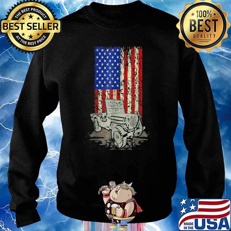 American Flag jeep american flag 4th of July T-Shirt Sweater