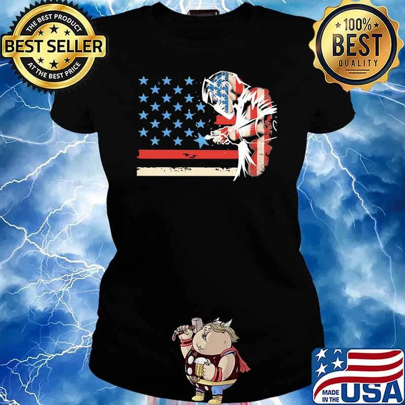 American Patriot Welder American Flag Shirt Ladies tee