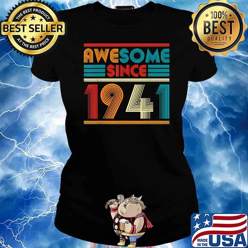 Awesome Since 1941 Vintage 80th Birthday T-Shirt Ladies tee
