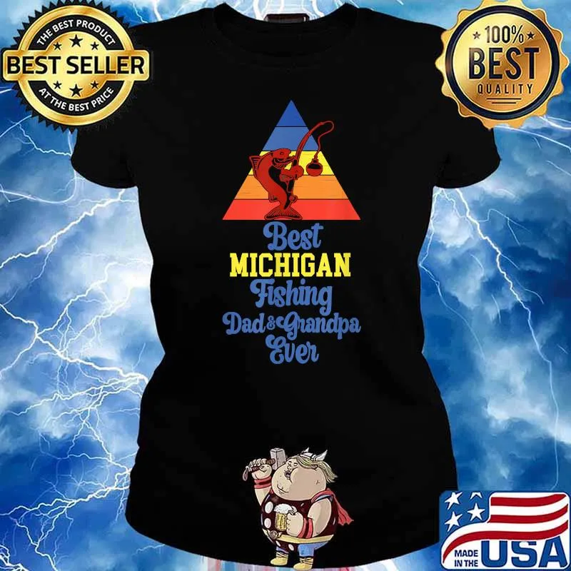Best Michigan Fishing Dad And Grandpa Ever Vintage T-Shirt Ladies tee