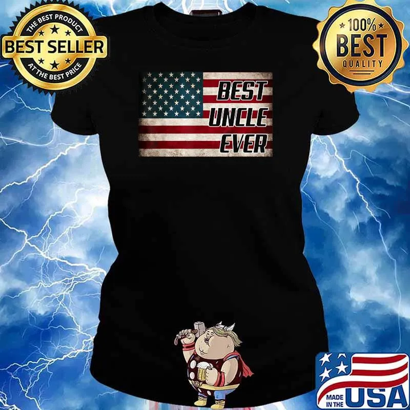 Best Uncle Ever Father's Day American Flag T-Shirt Ladies tee