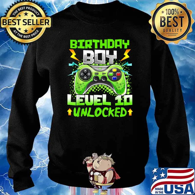 Birthday Boy Level 10 Unlocked Video Gamer T-Shirt Sweater