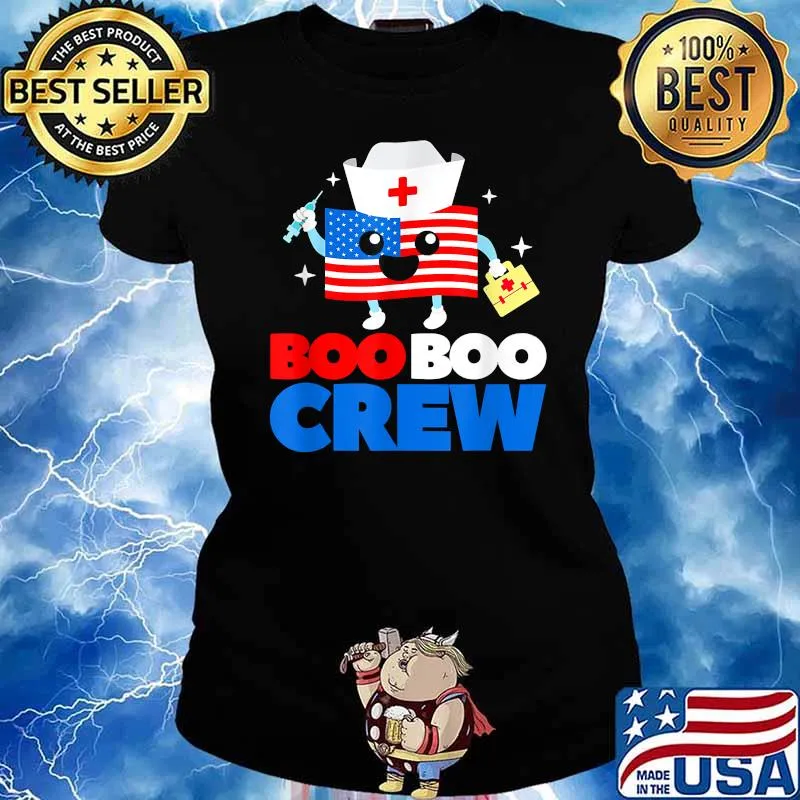 Boo Boo Crew American Flag Funny 4th Of July USA Nurse T-Shirt Ladies tee