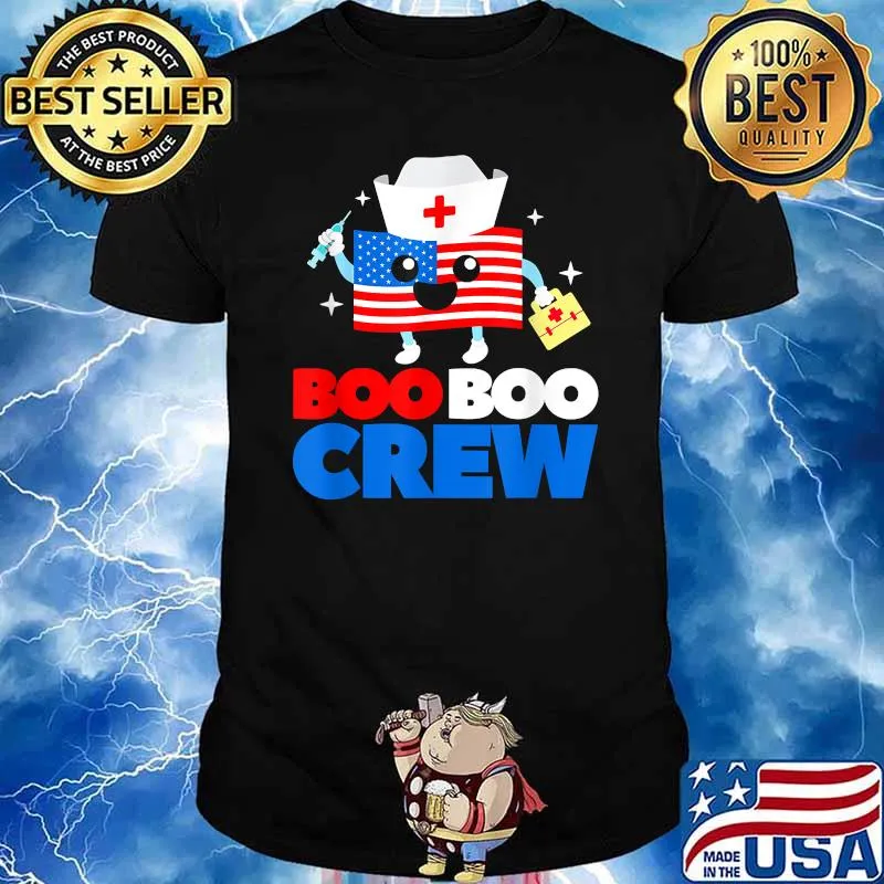 Boo Boo Crew American Flag Funny 4th Of July USA Nurse T-Shirt