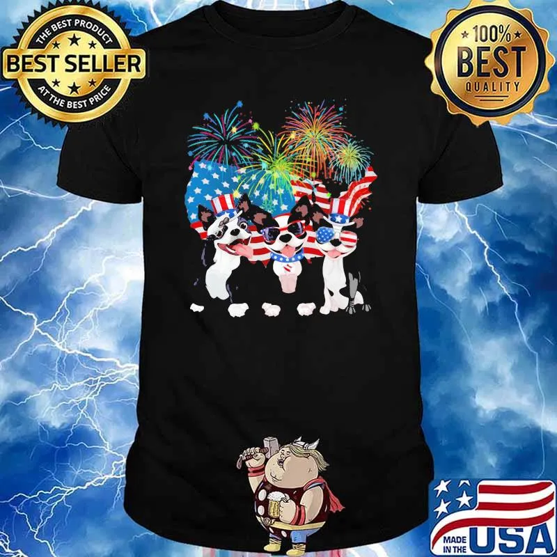 Boston Terrier Independence Day Firework American Flag Shirt