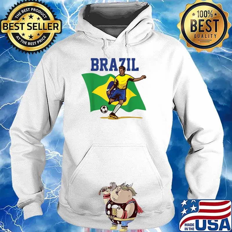 Brazil Flag Soccer Football and Player T-Shirt Hoodie