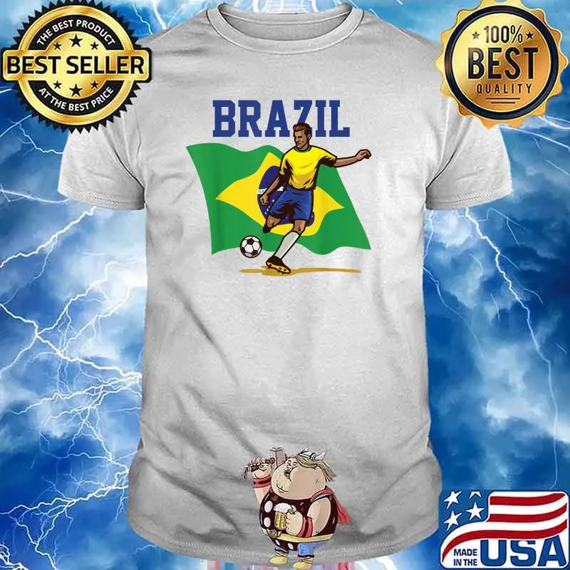 Brazil Flag Soccer Football and Player T-Shirt