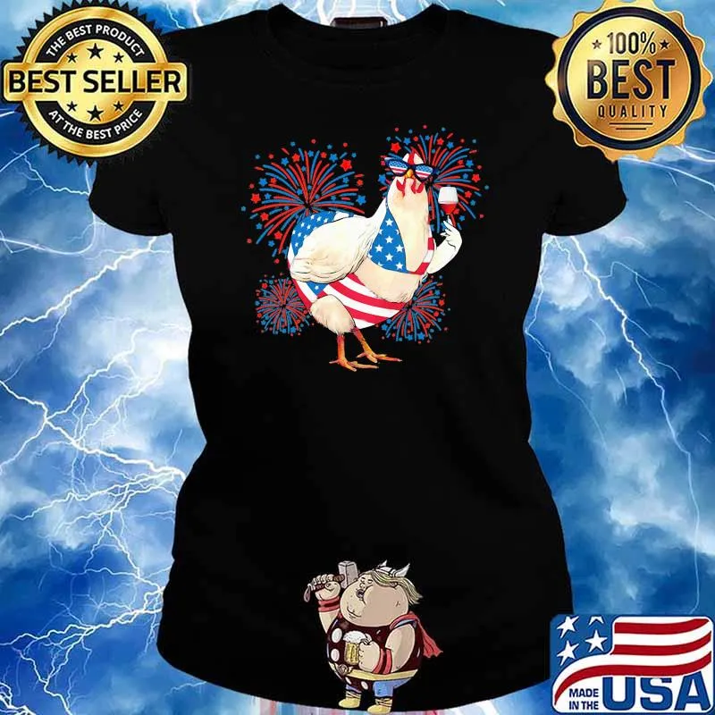 Chicken ladies wine firework 4th of july independence Ladies tee