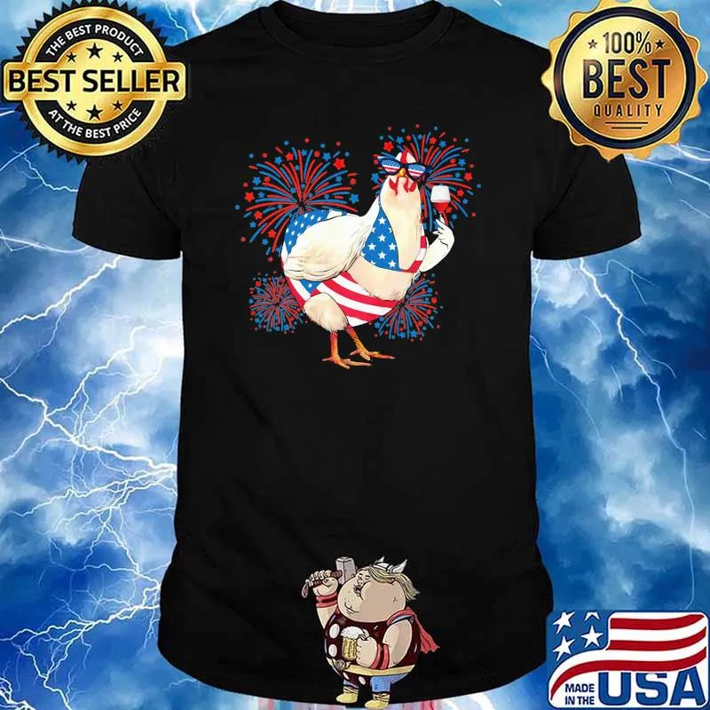 Chicken ladies wine firework 4th of july independence shirt