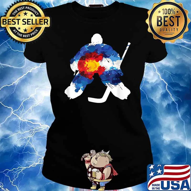 Colorado Hockey Goalie Watercolor T-Shirt Ladies tee