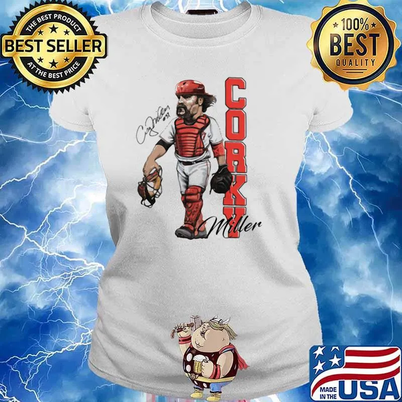 Corky miller signature player baseball Ladies tee