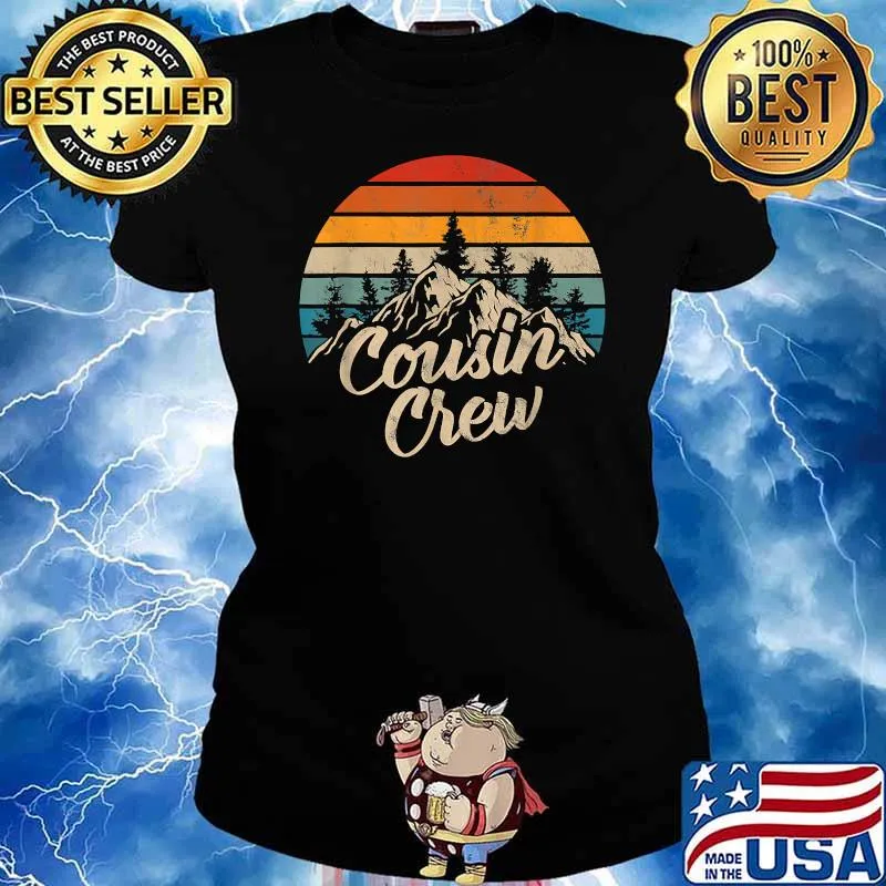 Cousin Crew Camping Sunset Summer Vintage T-Shirt Ladies tee