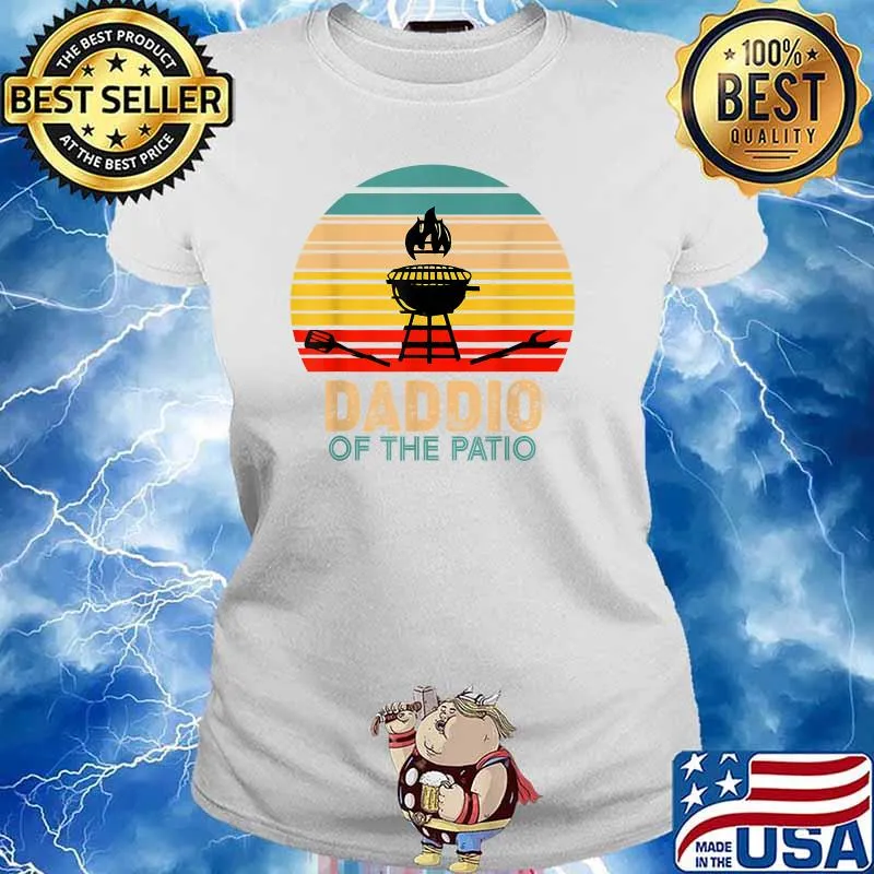 Daddio Of The Patio BBQ Grill Barbecue Father's Day Vintage T-Shirt Ladies tee