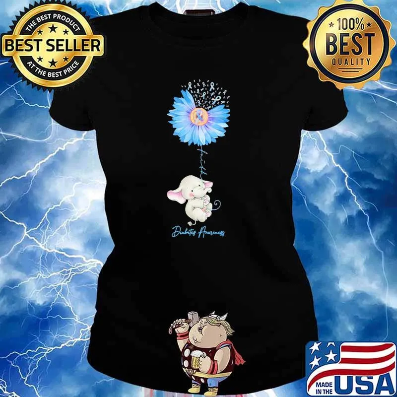 Diabetes awareness elephant flower s Ladies tee