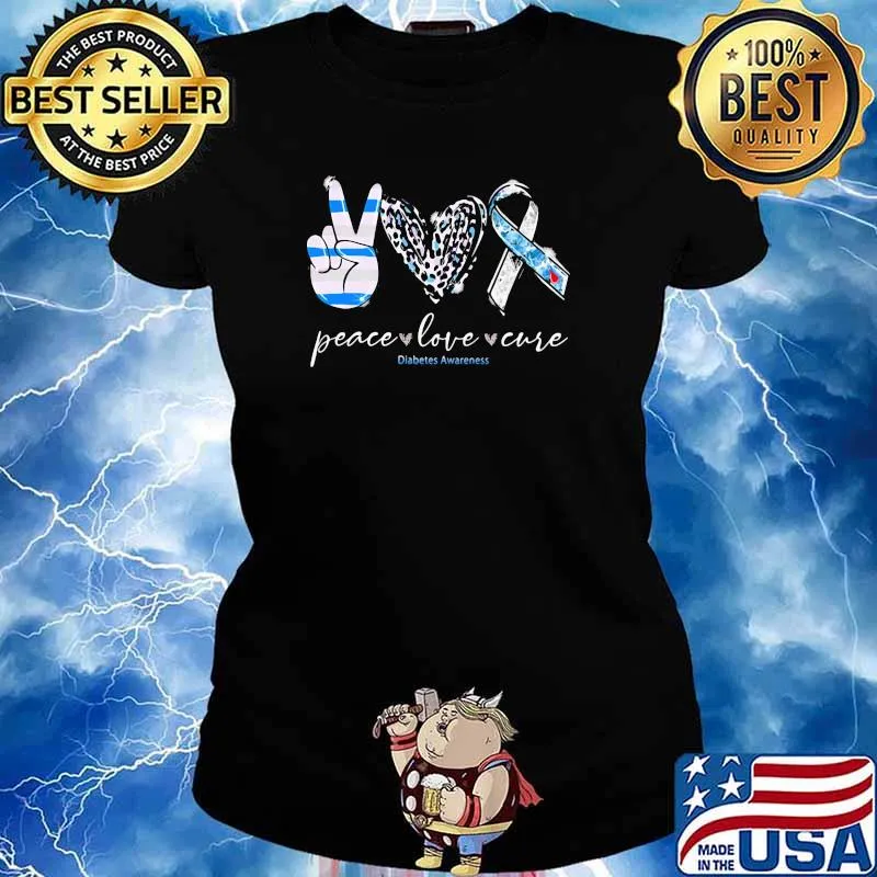 Diabetes awareness peace love cure s Ladies tee