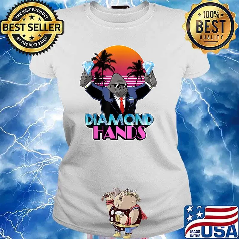 Diamond Hands Wall Street Ape Vintage Sunset T-Shirt Ladies tee